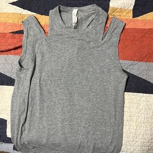Gray lululemon tank with cut out sleeves